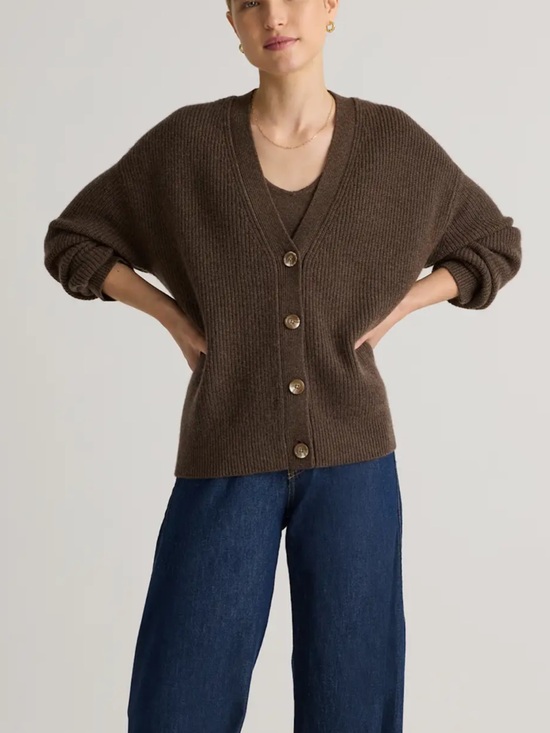 Quince Sweaters - Mongolian Cashmere Fisherman Boxy Cropped Cardigan Sweater